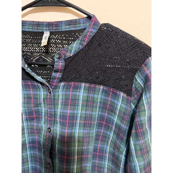 BARE DENIM women's shirt Cotton with openwork Checkered Size M - Picture 3 of 9